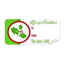 Christmas Gift Label with Red Holly
