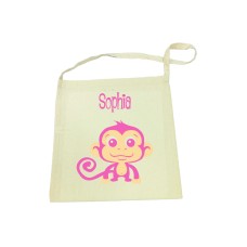 Library Bag with Pink Monkey