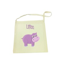 Library Bag with Purple Hippo