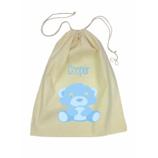 Drawstring Library Bag with Blue Bear