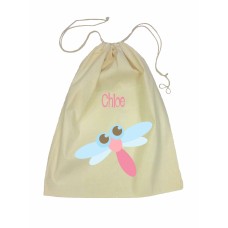 Drawstring Library Bag with Dragonfly