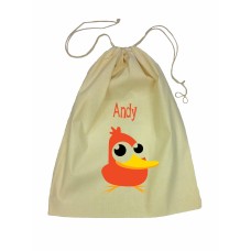 Drawstring Library Bag with Orange Duck