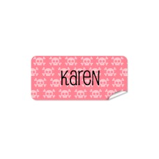 Pink Skulls Rectangle Name Label