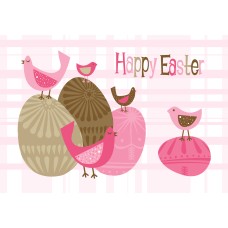 Easter Postcard, Pink Birds Design