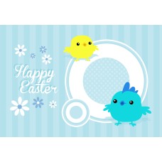 Easter Postcard, Blue Birds Design
