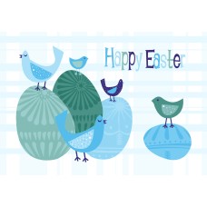Easter Postcard, Blue Eggs Design