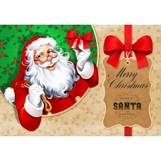Santa Postcard, Santa with Gift Design