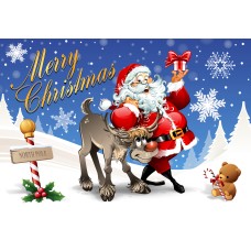 Santa Postcard, Santa with Reindeer Design