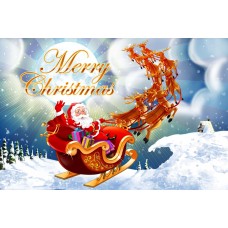 Santa Postcard, Sleigh Taking Off Design