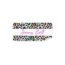 Rainbow Leopard Rectangle Name Label