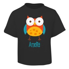 Red Owl Design Black T-Shirt