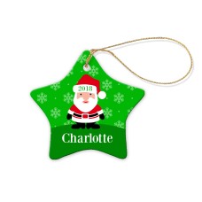 Green Santa Porcelain Christmas Star Ornament