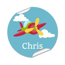 Aeroplane Round Name Label