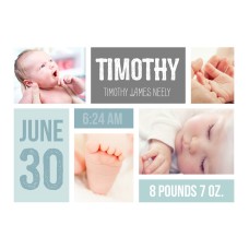 5x7" Blue Baby Boxes Birth Announcement Card