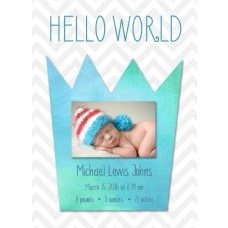 5x7" Blue Crown Birth Announcement Card