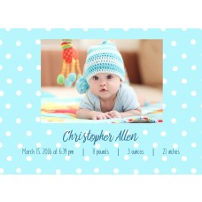 5x7" Blue Dots Birth Announcement Card