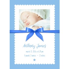 5x7" Blue Ribbon Birth Announcement Card