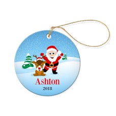 Blue Snow Round Porcelain Ornament