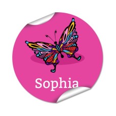 Butterfly Round Name Label