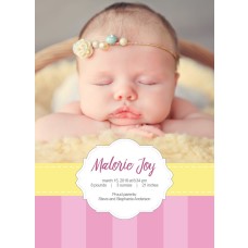 5x7" Candy Stripes Birth Announcement Card
