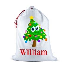 Christmas Tree White Santa Sack