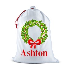 Christmas Wreath White Santa Sack