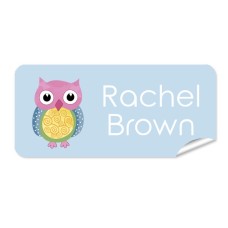 Colourful Owl Rectangle Name Label