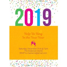 5x7" Confetti New Year's Party Invitation