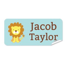 Cute Lion Rectangle Name Label