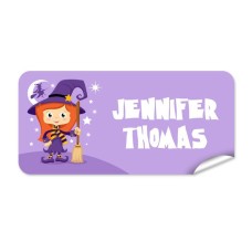 Cute Witch Rectangle Name Label