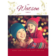 5x7" Gold Sprigs Christmas Card