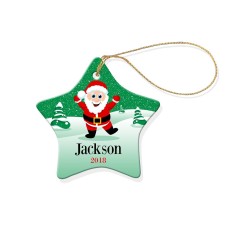 Green Snow Star Porcelain Ornament
