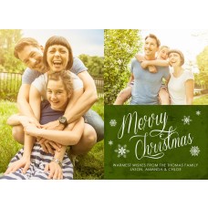 5x7" Green Snowflakes Christmas Card