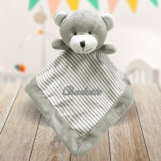 Embroidered Grey Baby Comforter