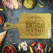 Happy Birthday Rectangle Bamboo Paddle Board