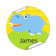 Hippo Round Name Label