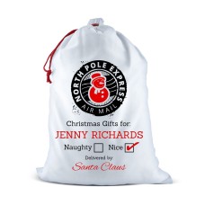 Nice List White Santa Sack