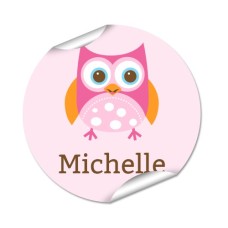 Owl Round Name Label