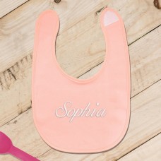 Embroidered Peach Bib