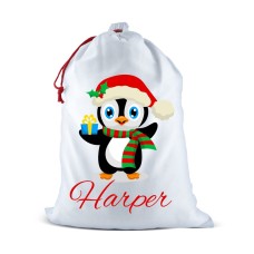 Penguin White Santa Sack