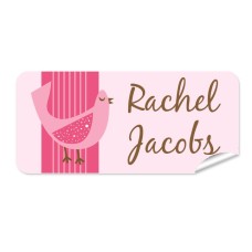 Pink Bird Rectangle Name Label