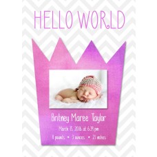 5x7" Pink Crown Birth Announcement Card