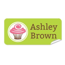Pink Cupcake Rectangle Name Label