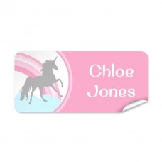 Pink Unicorn Rectangle Name Label