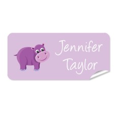 Purple Hippo Rectangle Name Label