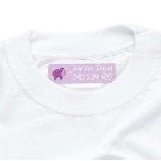 Purple Hippo Iron On Clothing Label