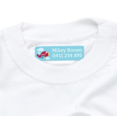 Red Plane Iron On Clothing Label