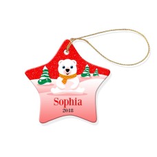 Red Snow Star Porcelain Ornament