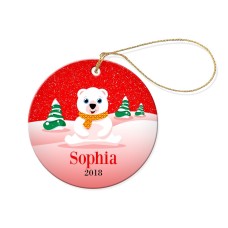 Red Snow Round Porcelain Ornament