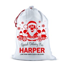 Santa Scene White Santa Sack